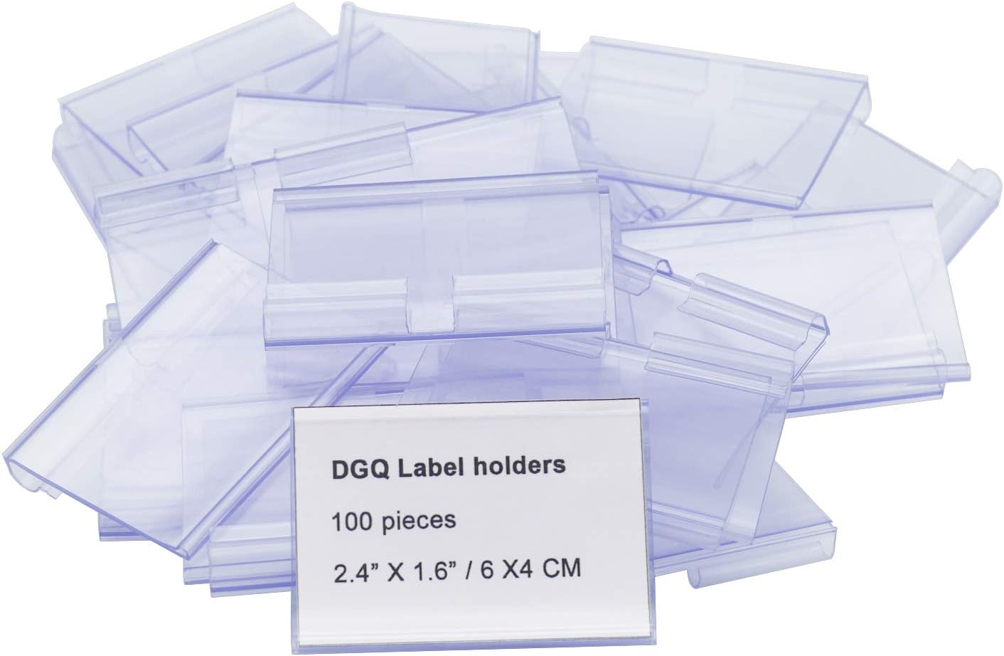 DGQ 100PCS Clear Plastic Label Holder Wire Shelf Retail