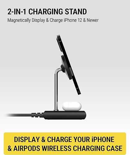 Miniatura 2 de Scosche BaseLynx - Estación de carga rápida 2.0 2 en 1, soporte de cargador MagSafe Qi2 de 15 W y almohadilla de carga inalámbrica de 5 W para
