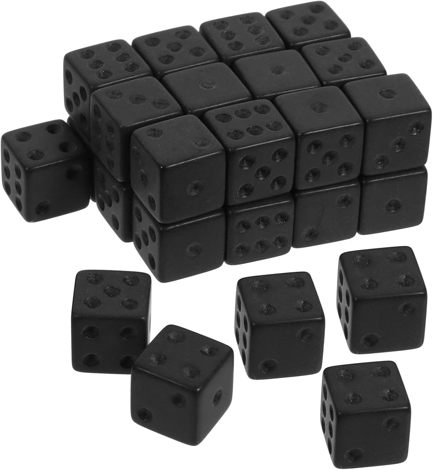 Sosoport 5sets 30pcs Black Frosted Game Dice Acrylic Props for Board Games Parties and Teaching Activities Lightweight with Engraved Dots 30pcs*5