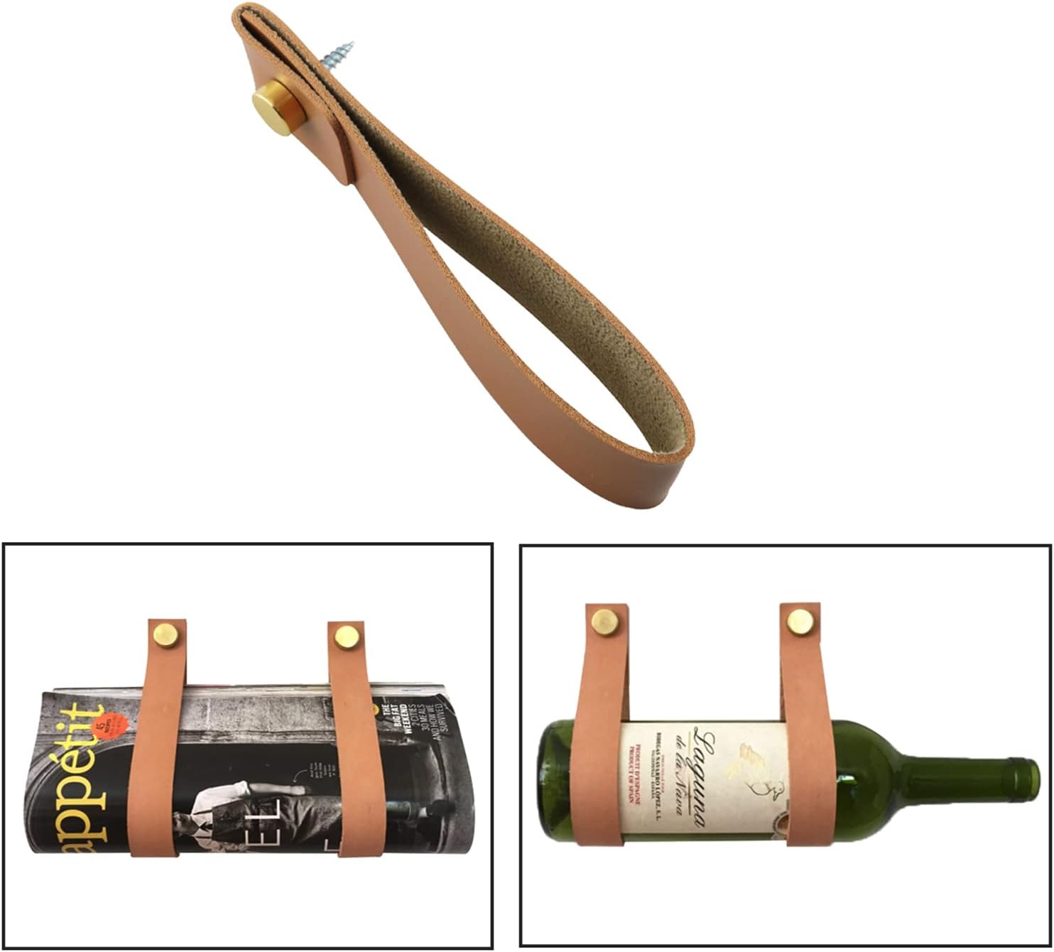 4PCS Artificial Leather Strap Hangers - Wall Mounted Hooks for Towel, Bathroom, Kitchen, Bedroom
