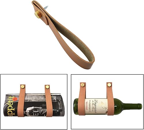 Miniatura 3 de 4 ganchos de correa de cuero artificial, ganchos montados en la pared para toallas, baño, cocina, dormitorio