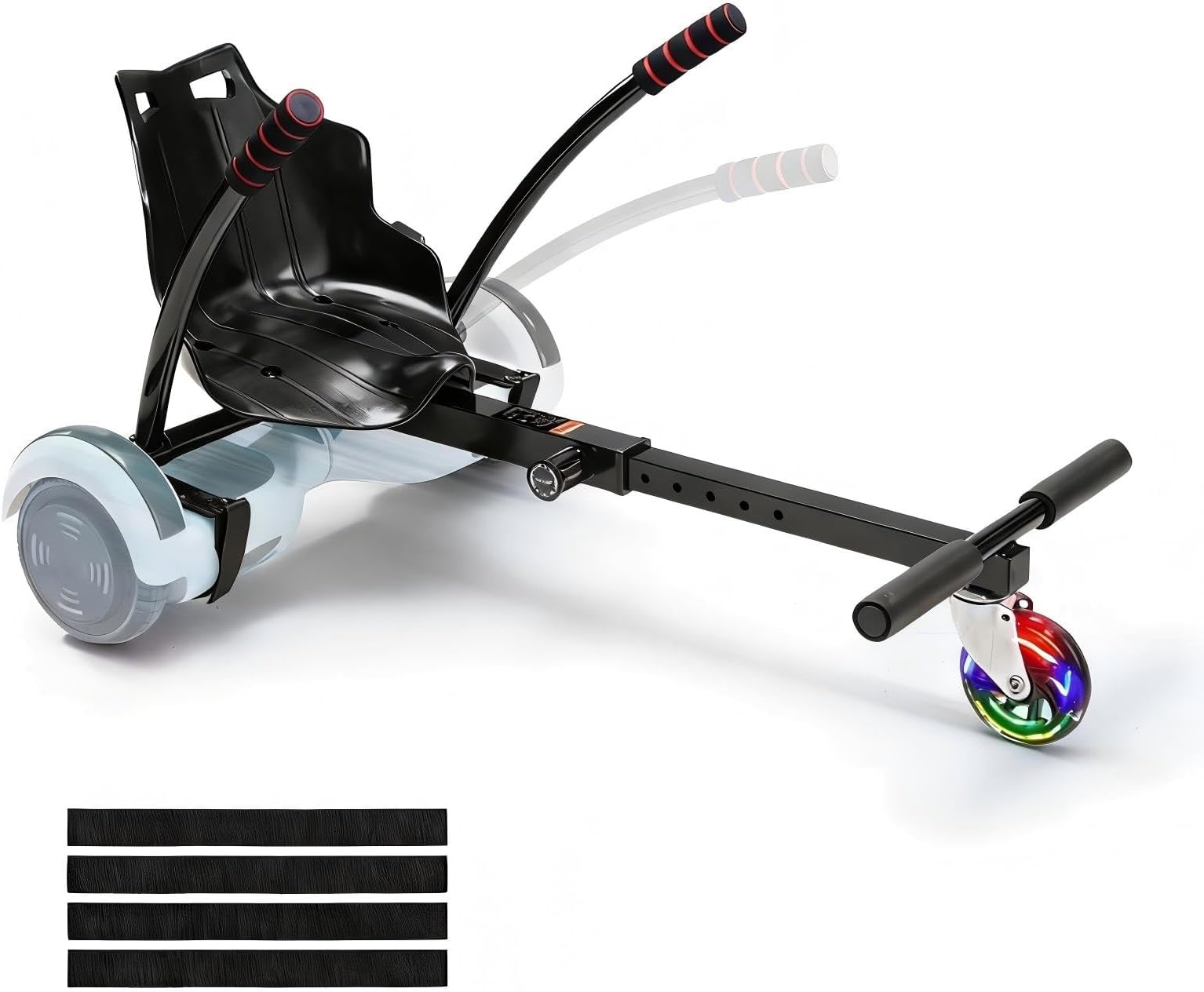 VEVOR Hoverboard Seat Attachment for 6.5" 8" 10" Self Balancing Scooter, Hoverboard Kart for Kids or Adults, Black Hoverboard Attachments Adjustable Frame Length