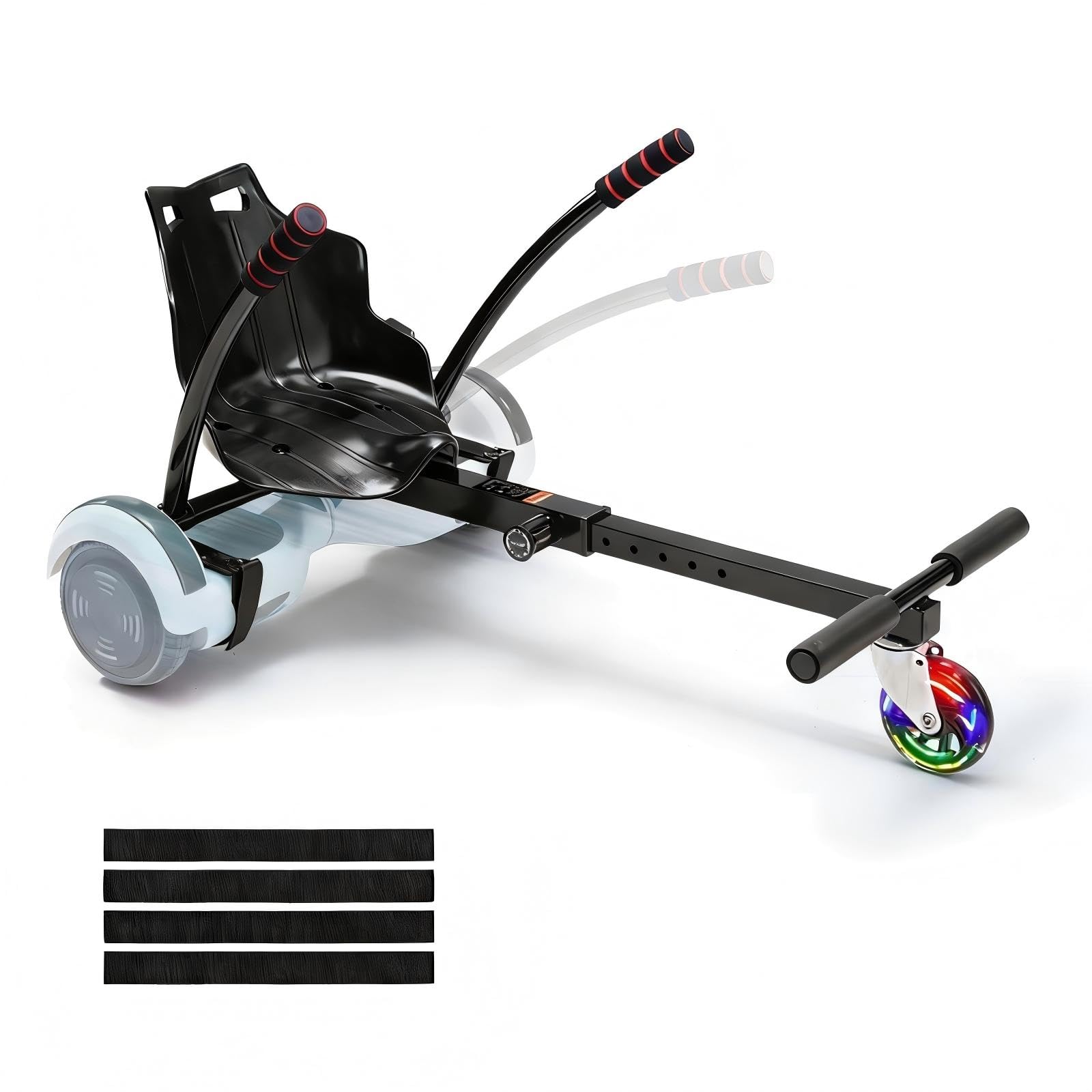 Hoverboard Seat Attachment, Adjustable Frame, 220 LBS Capacity, Fits 6.5" 8" 8.5" 10" Hoverboards, Go Kart Accessory for Kids & Adults