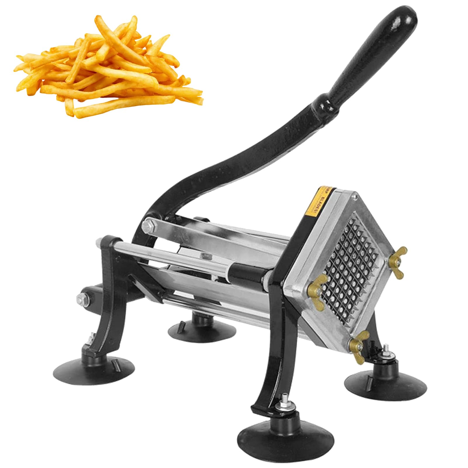 Coupe-frites avec 3 têtes de coupe et 4 ventouses de fixation
