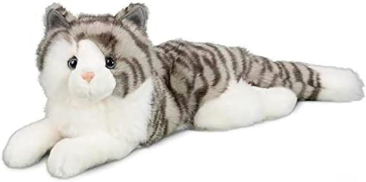 Douglas Smokey Gray Cat Plush Stuffed Animal – 19-Inch Soft & Realistic Gray and White Tabby Plush Toy for Kids, Toddlers & Cat Lovers