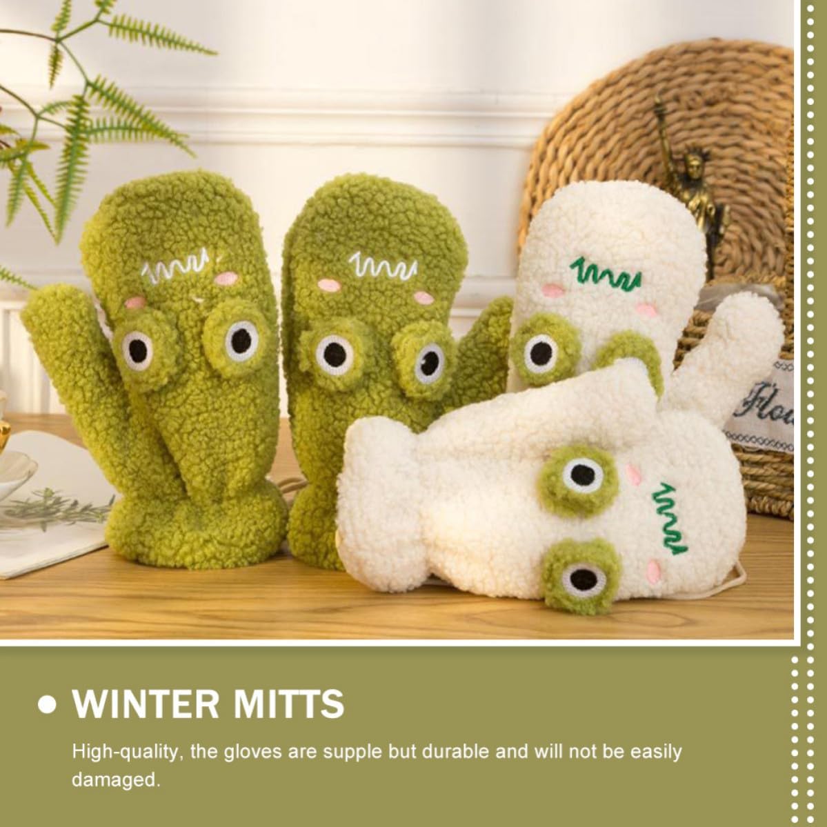 Healifty 1 Pair Winter Gloves for Thick Fluffy Cartoon Gloves with Moisture Absorption and Easy to Clean Material for Cold Weather