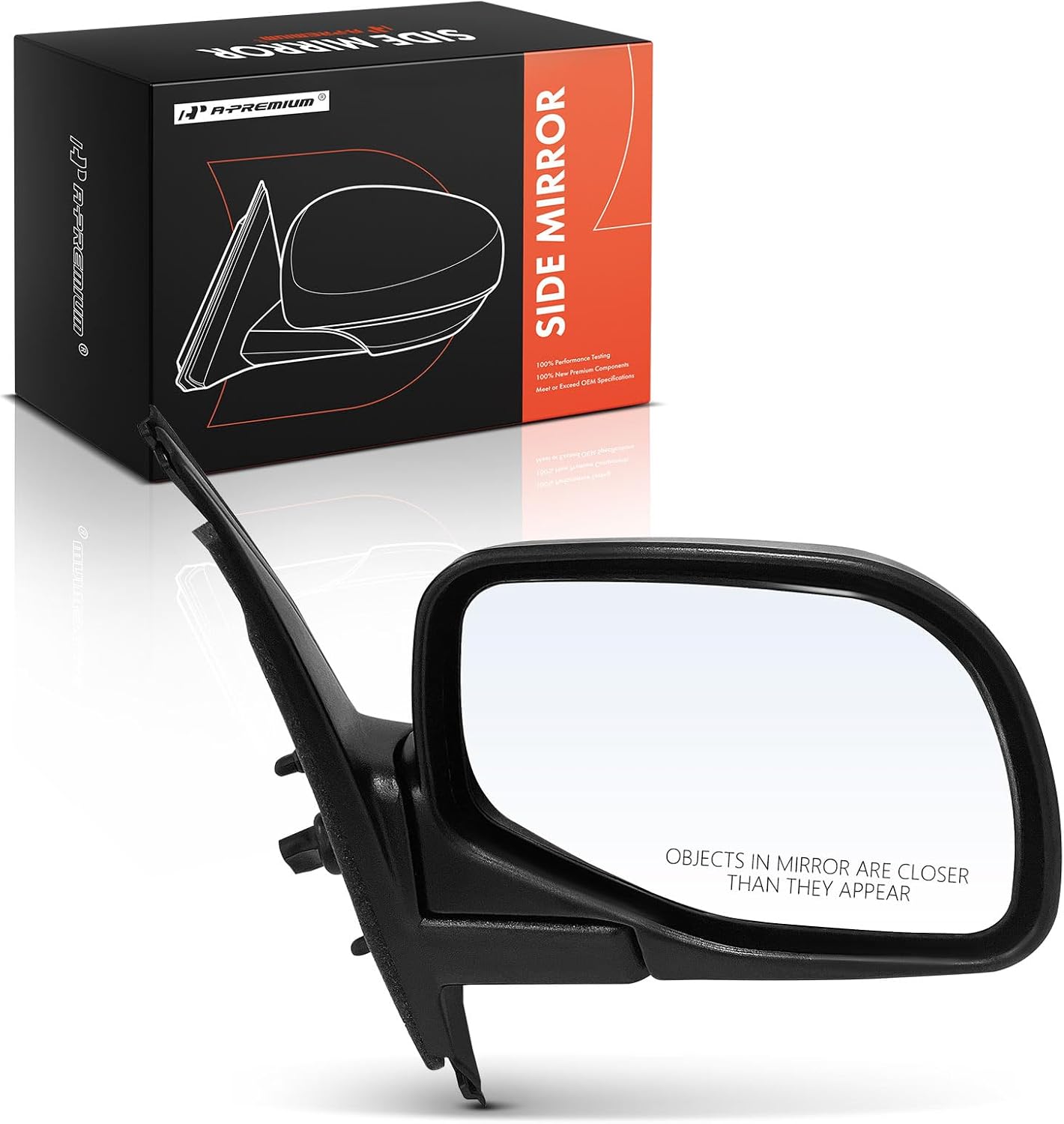 A-Premium Passenger Side Manual Door Mirror - Compatible with Ford Explorer 1995-2001 - Non-Heated Manual Folding Black Outside Rear View Mirror - Replace# 5113227AA