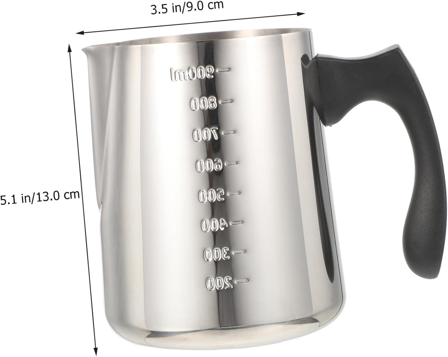 NUOBESTY Stainless Steel Frothing Pitcher Capacity Milk Jug with Measurement Scale for Daily Use Steaming and Frothing Latte Coffee Cappuccino Cup with Comfortable Handle