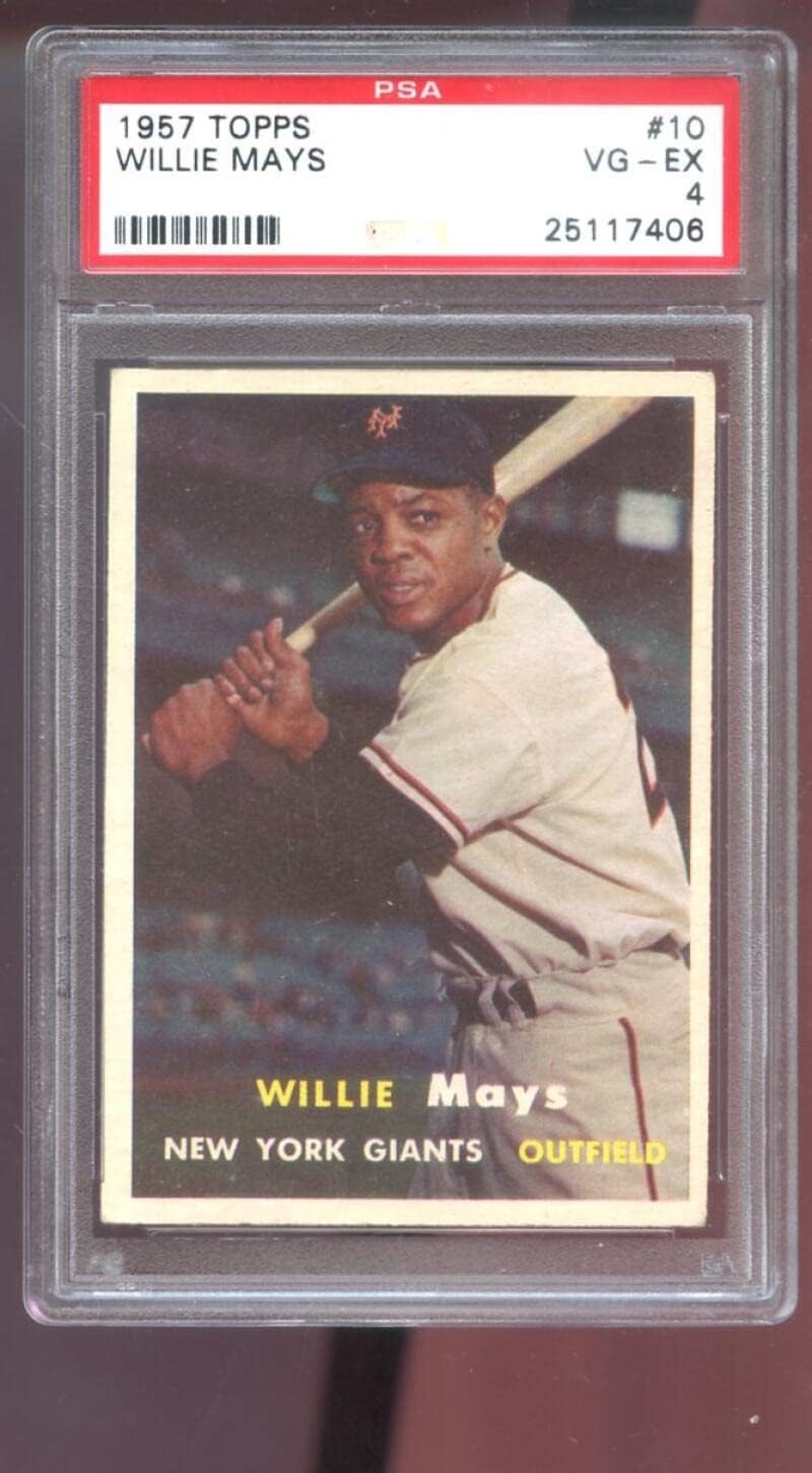 1957 Topps #10 Willie Mays PSA 4 Graded Baseball Card MLB New York Giants