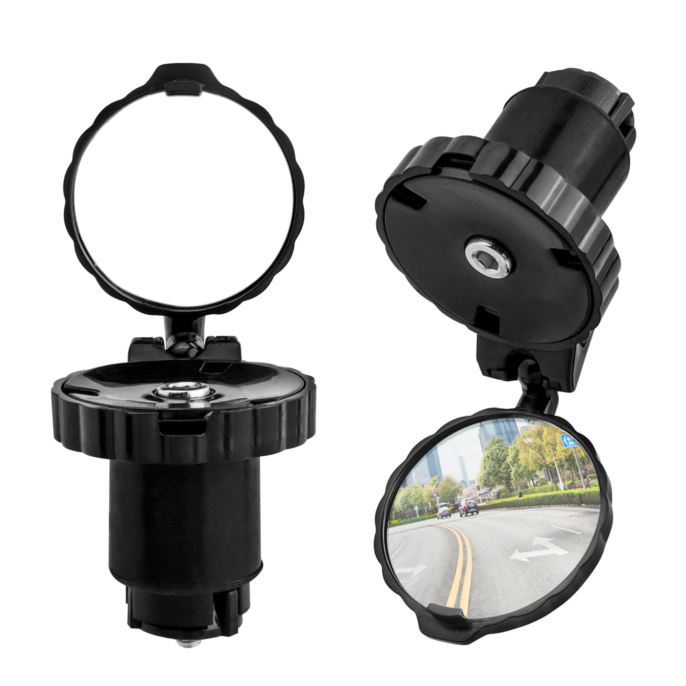 Mesee 2 Packs Bike Mirrors for Handlebar Ends Rear View Mirror Foldable Bicycle Handle Bar Mirrors Adjustable Wide Angle Bike Handlebar HD Glass