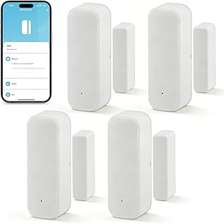 4 Stücke Tür Fensterkontakt Smart Home, WiFi Tür- und Fenstersensor, Energiesparende Türkontakt für Smarten Heizkörperthermostat Haus, Garage, Echtzeitüberwachung des Öffnens/Schließens von Türen