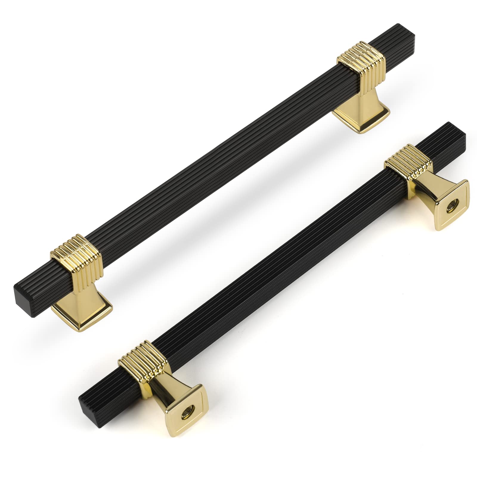 Haidms 10 Pack Black and Gold Cabinet Pulls Black Drawer Pulls Cabinet Handles for Kitchen Modern Cabinet Pulls 5 inch Hole Centers
