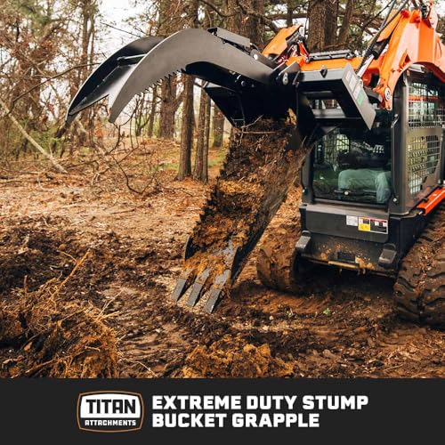 Titan Attachments Extreme Duty Stump Bucket Grapple Attachment, Universal SSQA Mounting, 3,000 PSI Cylinder, Heavy Duty Tree Stump Remover for Stumps, Roots, and Buried Rocks - Thumbnail 2