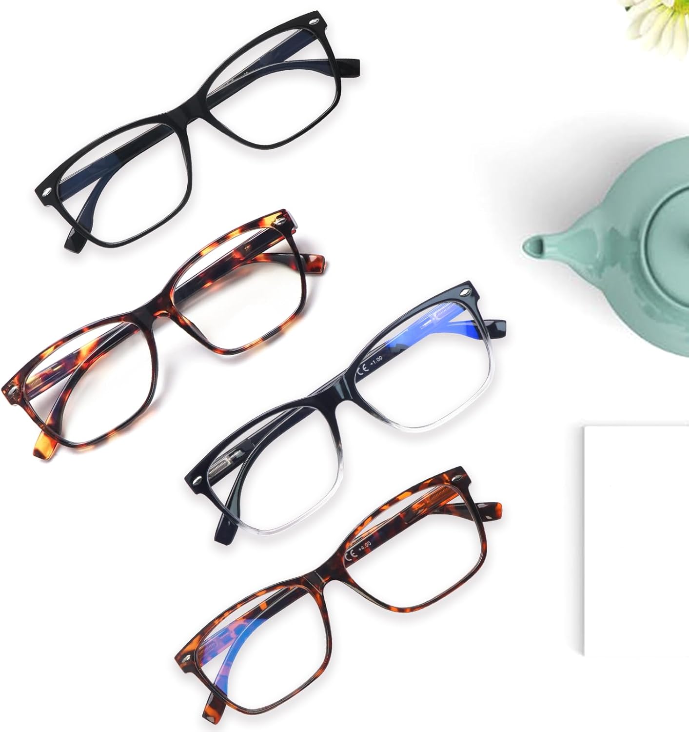Progressive Multifocus Reading Glasses for Men Women Blue Light Blocking Square Computer Readers with Spring Hinges - Image 7