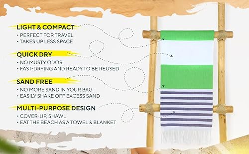 Havluland Turkish Cotton Beach Towel, Quick Dry Sand Resistant Extra Large Towels For Bath Pool Swim Yoga Gym - Pack Of 4 #TOP3