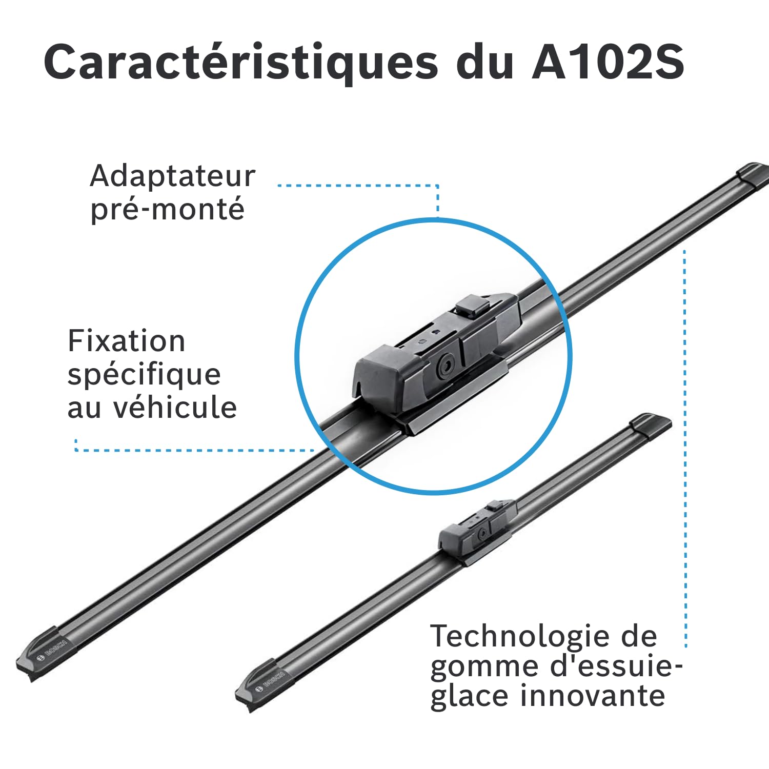 BOSCH Balai d'essuie-glace Aerowtin A102S 3397014116 | Compatible avec: AUDI A3 Limousine, PORSCHE PANAMERA, SKODA OCTAVIA IV, OCTAVIA IV Combi, SSANGYONG MUSSO, MUSSO GRAND