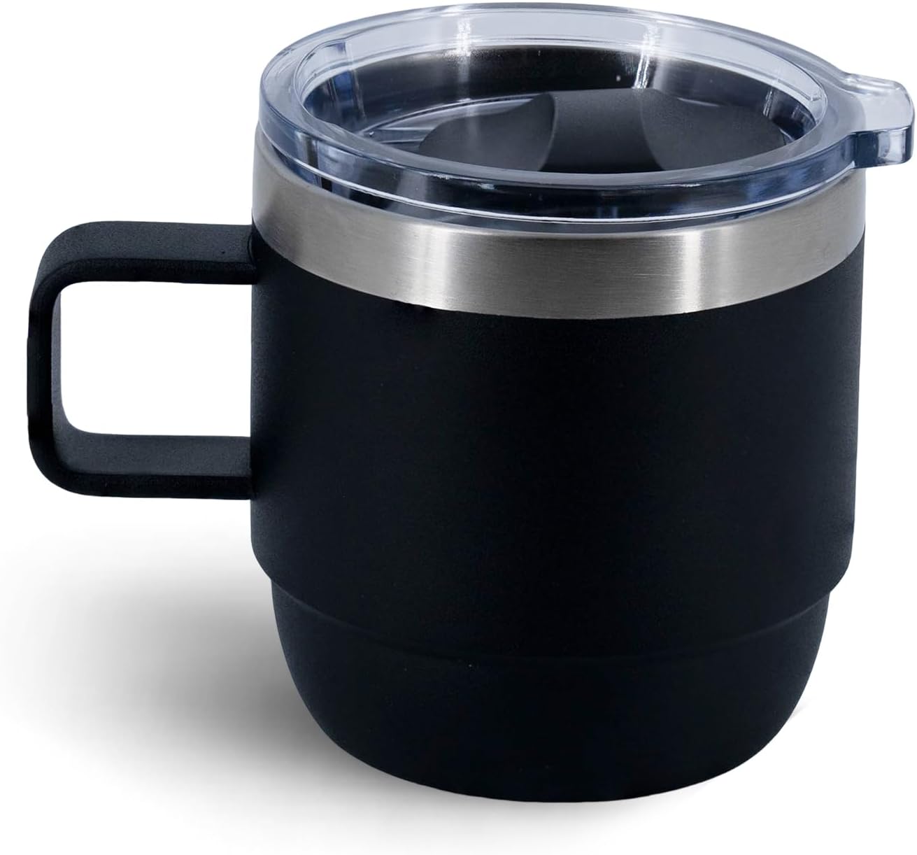 - 10 oz Stackable Mug, Stainless Steel cup with handle, Vacuum Insulated Espresso/Coffee Mug, shot Glass Set for 1 Piece Set for Coffee, Spirits, Wine, Tea- black