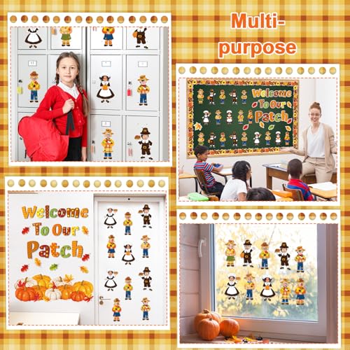 Image of gisgfim 80Pcs Fall Scarecrow Cutouts Fall Thanksgiving Decorations Bulletin Board Personalized Scarecrow Chef Pumpkin Paper Cut-Out Classroom Decor for Autumn Harvest DIY Craft Photo Wall Favor Supply