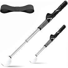 Retractable Golf Swing Trainer for Right-Handed Golfers - Portable Grip Trainer with Adjustable Arm Band & Click Feedback for Indoor/Outdoor Practice - Perfect Golf Training Aid for Beginners