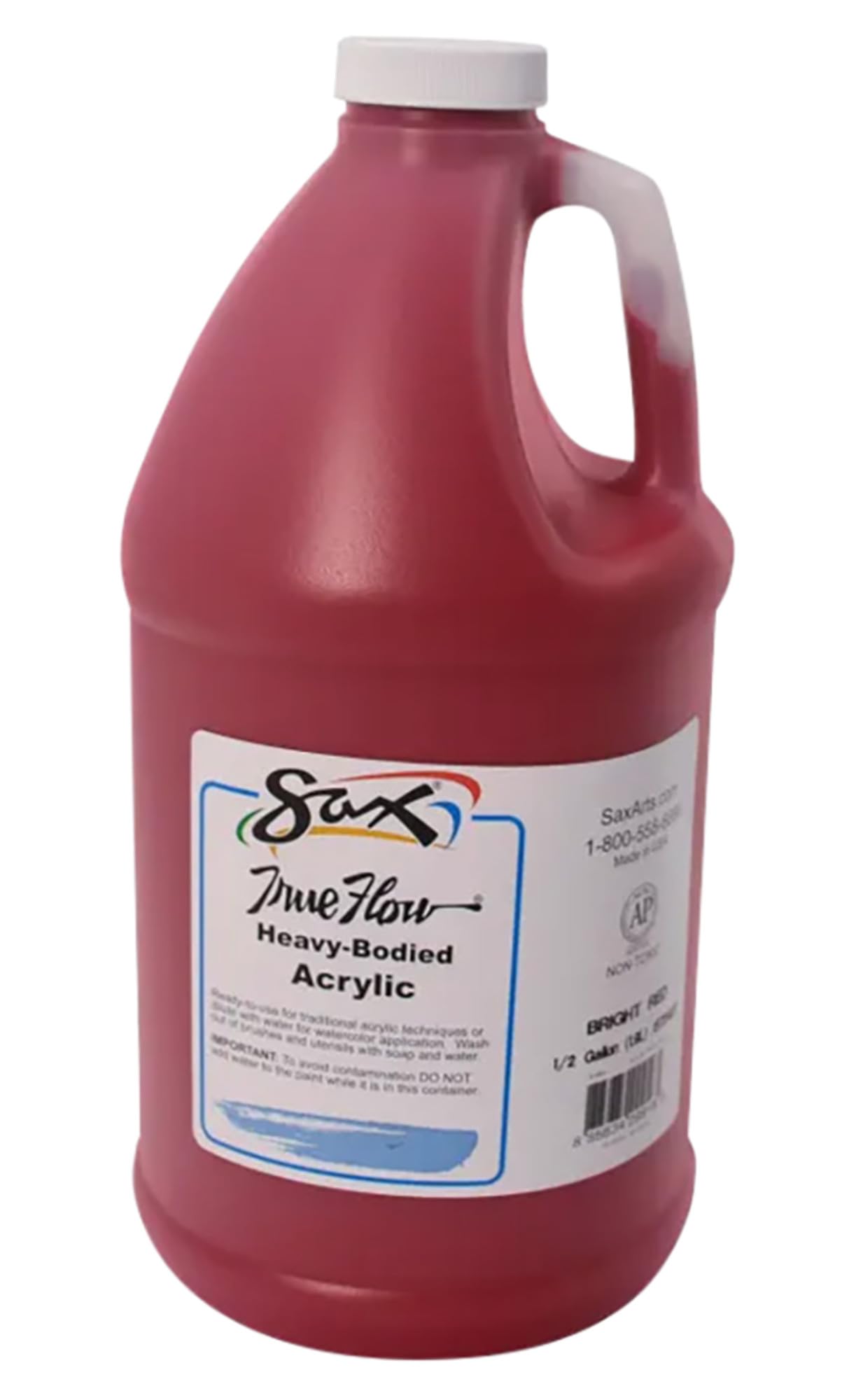 Heavy Body Acrylic Paint for School and Arts and Crafts Use, Bright Red, 1/2 Gallon