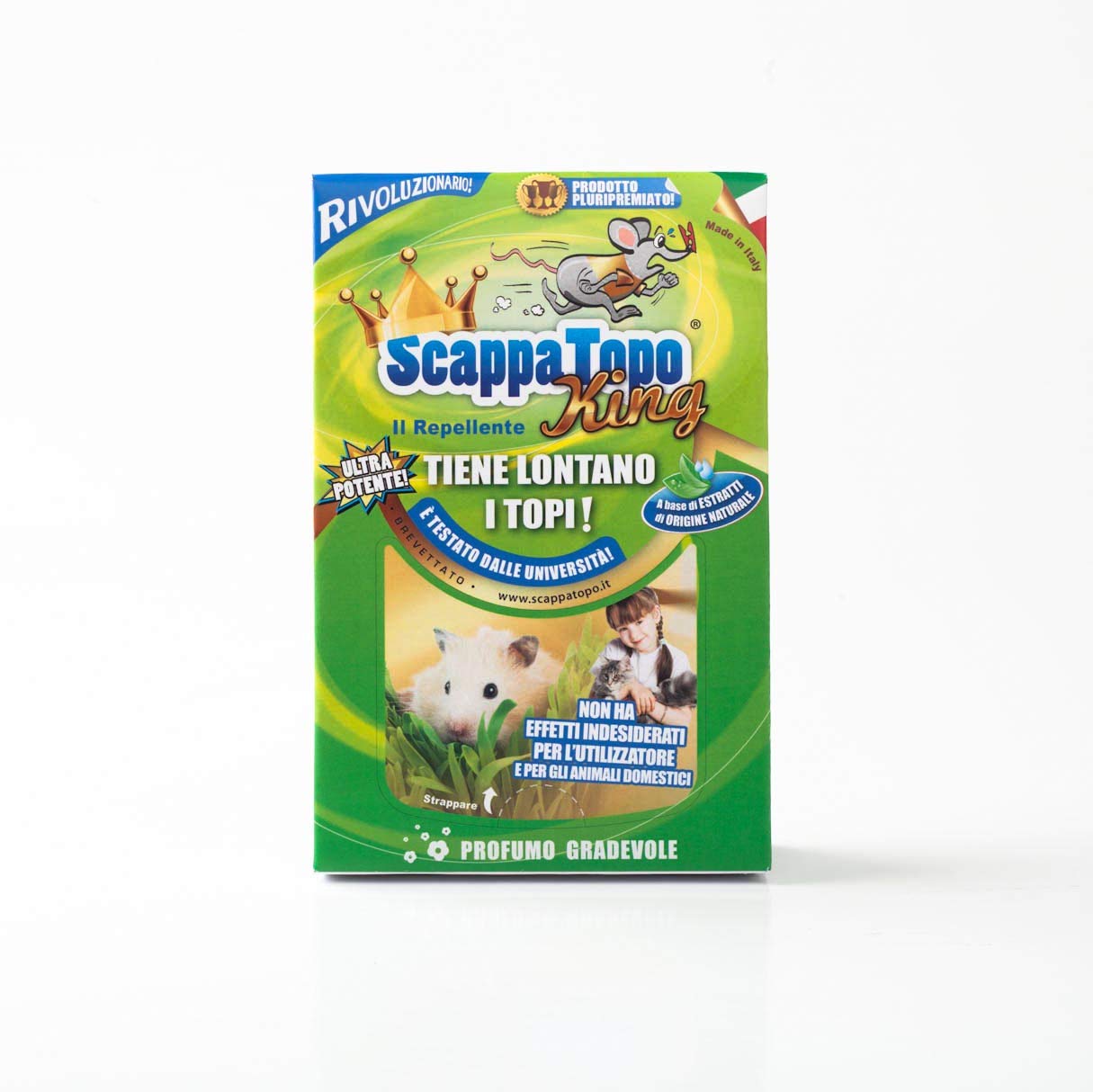 SCAPPATOPO IL BIO-REPELLENTE KING – Repellente Topi Naturale Extra Potente Fortissimo – Dissuasore per Topi e per Ratti Ecologico – Confezione da 2 pezzi da 100g