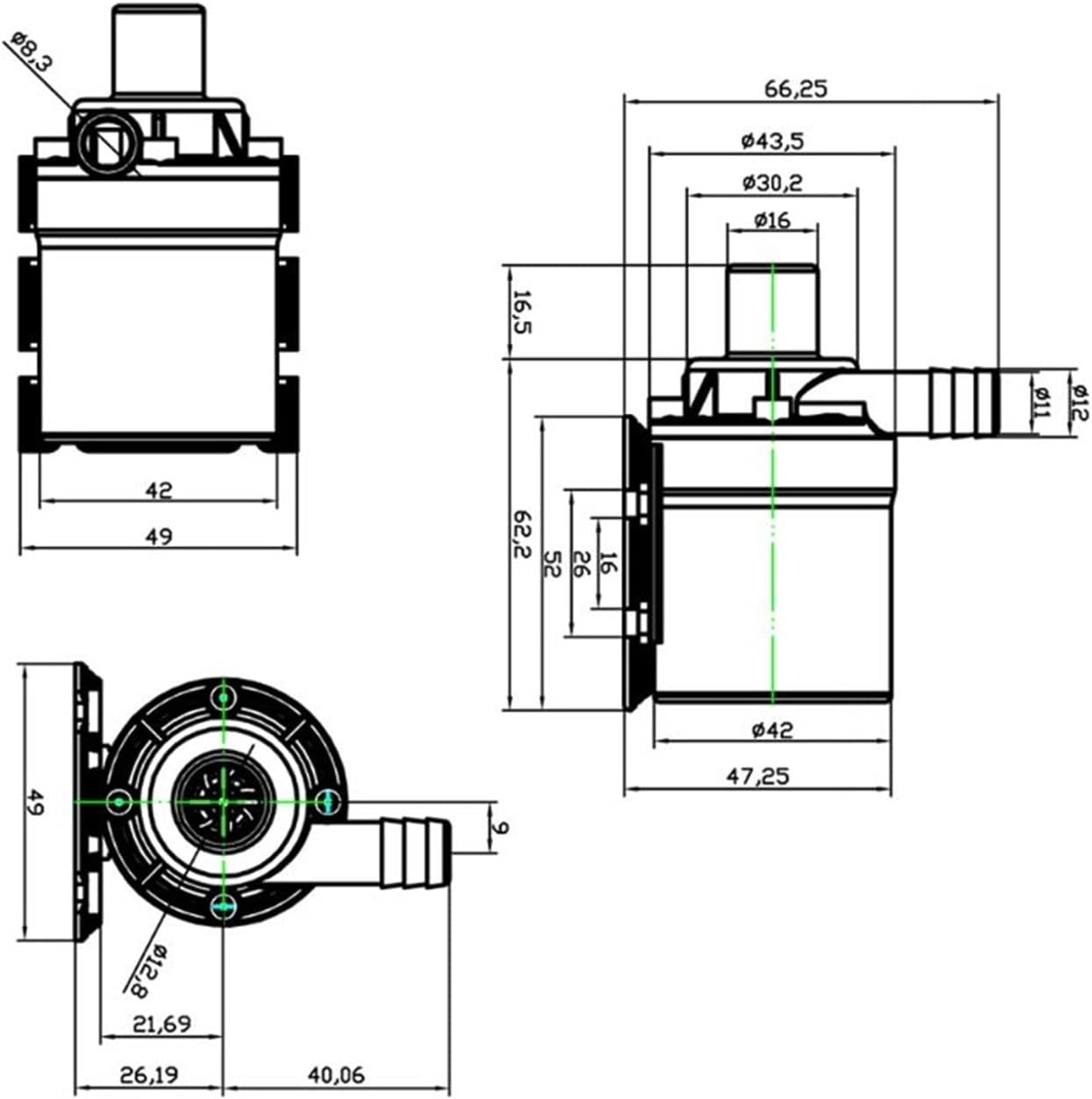 Mini Submersible Portable Electric Water Pump 800L/H 5m DC 12V 24V Solar Brushless Motor Water Circulation Water Pump Submersibles Water Pumps