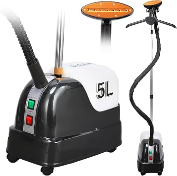 Standing Steamer for Clothes, 5L Large Capacity Garment Steamer | 1800W Standing Garment Steamer with 45s Fast Heat-up, 90 Mins Continuous Powerful Steam