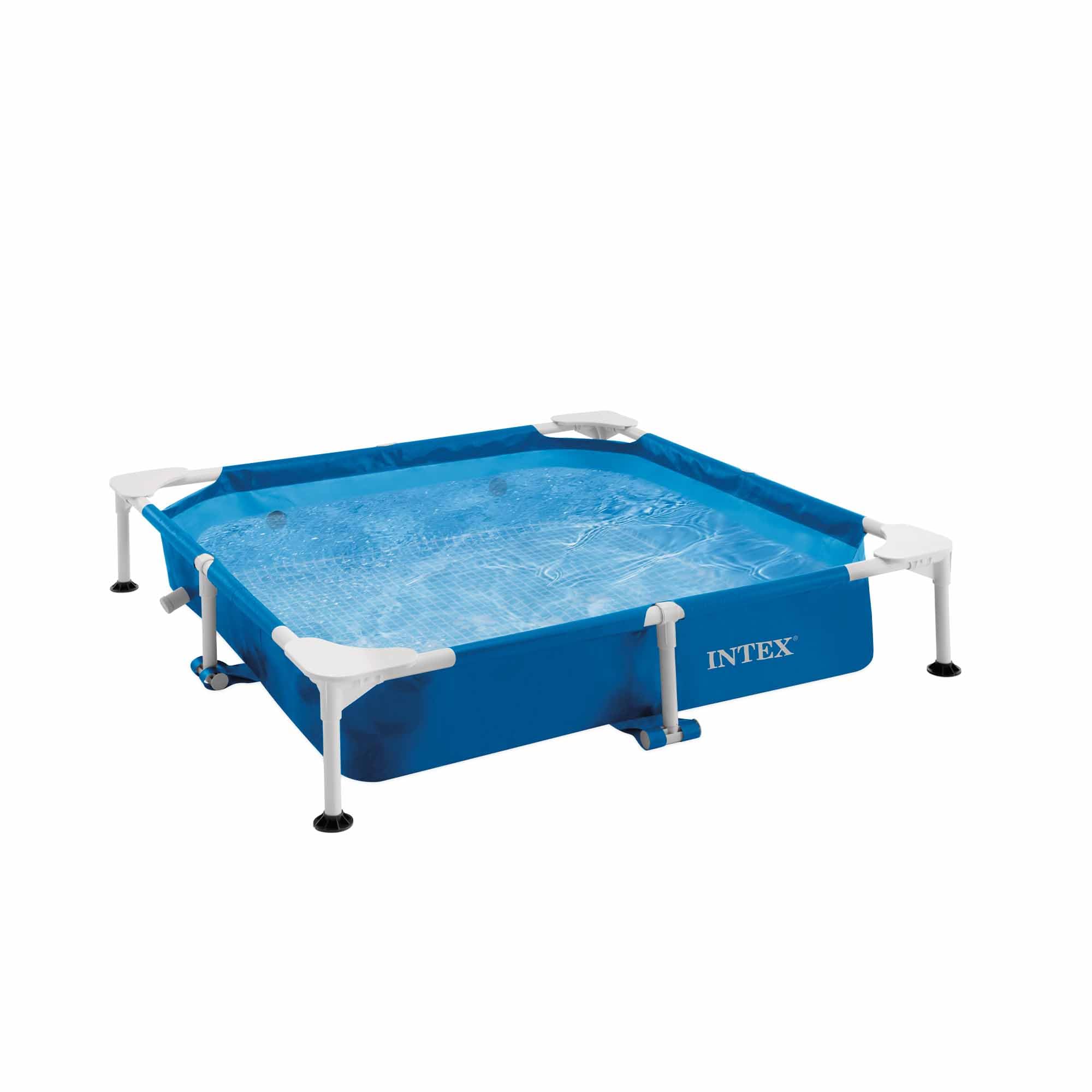 Intex Piscina Desmontable Cuadrada para Mascotas, 152x152x30 cm, Depuradora incluida, Filtro Tipo H, Skimmer, Cobertor, Materiales Resistentes, Piscina Perros, Piscinas Desmontables (55285)