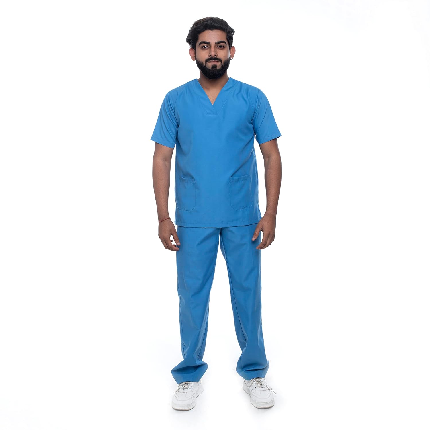 Glun® INISEX V-NECK Suit Medical Scrub Top And Bottom Uniform Health-Care Professionals, Doctor, Nurse and Dentist Blue Color (M) Glun® INISEX V-NECK Suit Medical Scrub Top And Bottom Uniform Health-Care Professionals, Doctor, Nurse and Dentist Blue Color (M)