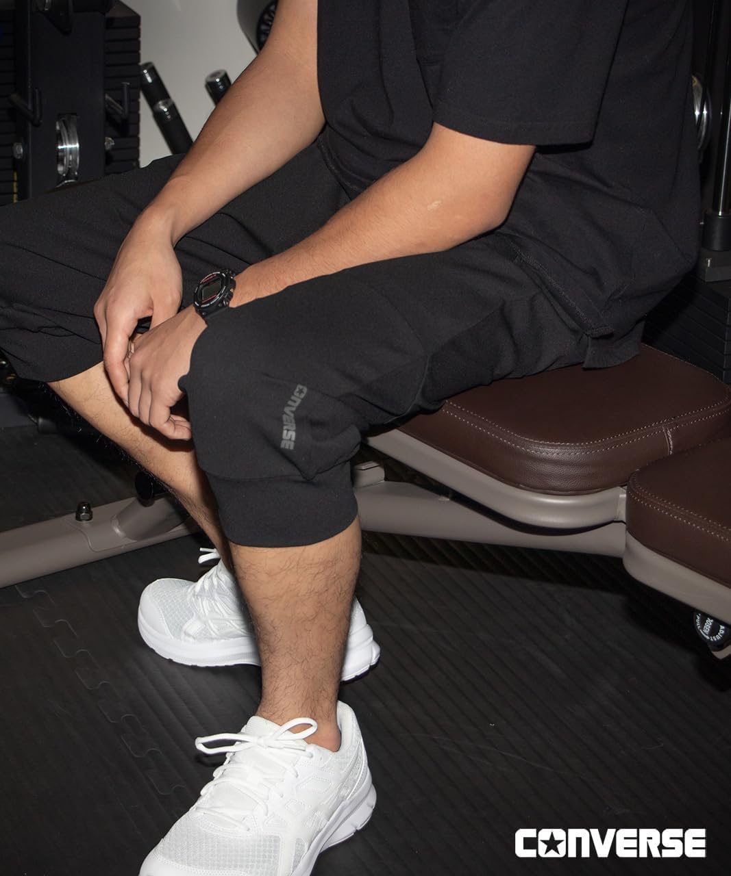 Мужские шорты Converse, Одежда для тренировок, Для спортзала, Полуприлегающие брюки, Длина три четверти, Впитывающий пот, Быстросохнущий, Средне-серый, фото 3