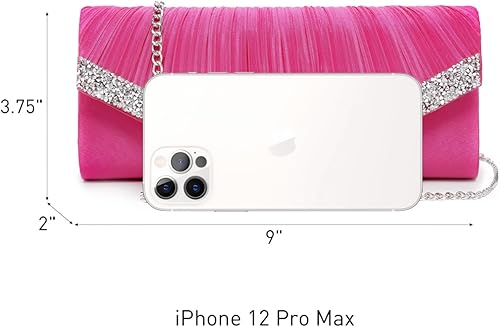 Miniatura 9 de Dasein Bolsos de noche de satén para mujer bolsos de mano bolsos de boda bolsos formales para fiesta baile de graduación con diamantes de imitación