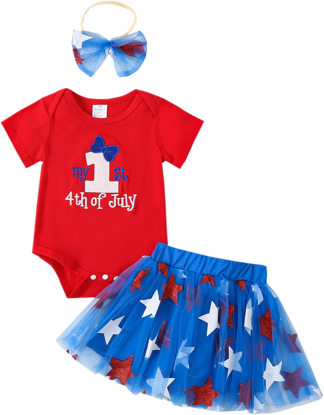 Afunbaby Baby Girl 4th of July Clothes Letter Print Romper Skirt Sets | My First Fourth of July Baby Girl Dress