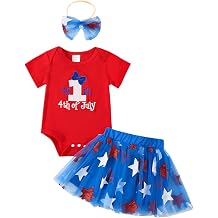 Afunbaby Baby Girl 4th of July Clothes Letter Print Romper Skirt Sets | My First Fourth of July Baby Girl Dress
