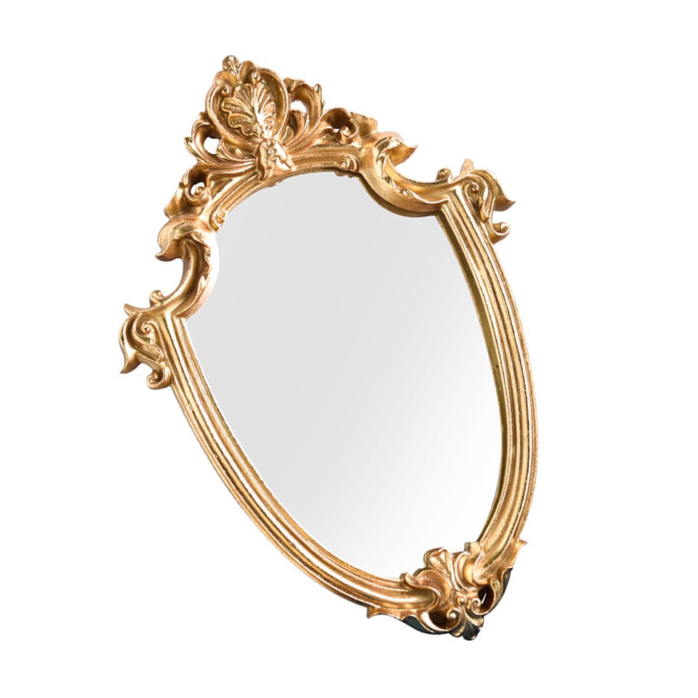 Miroir de salle de bain baroque doré pour illuminer un mur sombre