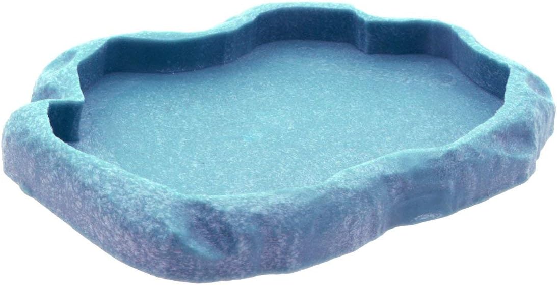 Uotyle Reptile Feeding Bowl, Crawler Pet Feeding Round bowl Food Water Non-toxic Resin Dish Suitable for Reptile Turtle Tortoise Scorpion Lizard Crabs Pets Supplies Blue Large