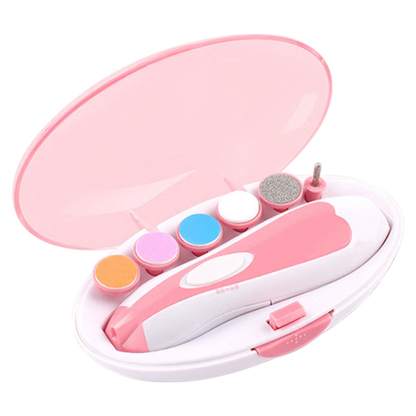Portable Baby Nail Trimmer Electric Nail Polishing Grooming Kit 6 Grinding Heads for Newborns Infants and Children (Rose)