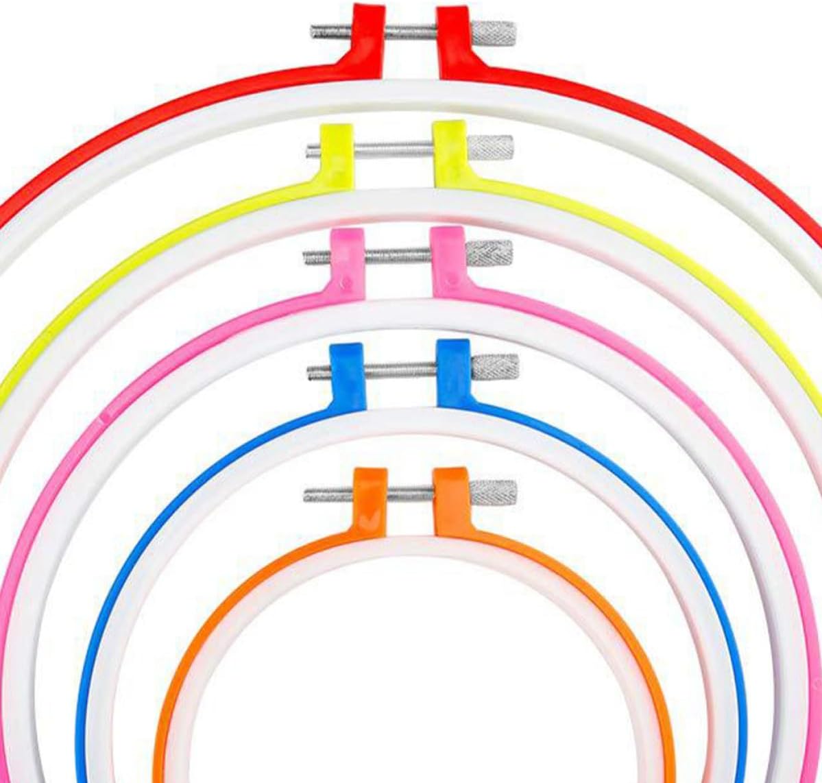 5pcs Embroidery Hoop Circle for DIY Lovers, Plastic Craft Frame