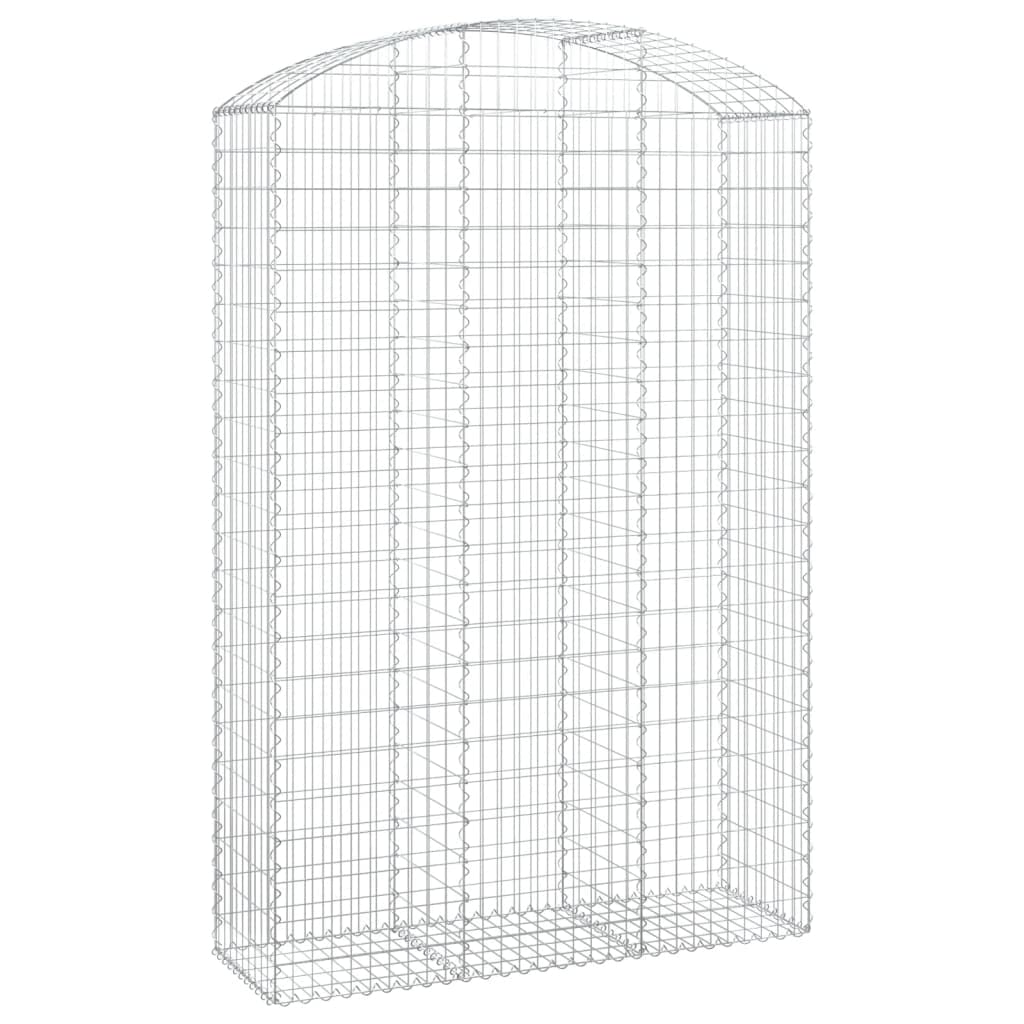 Gavión de arco alto 150x50x220/240 cm de hierro galvanizado para barrera de jardín y protección visual, pared decorativa insonorizada con construcción estable, ganchos reforzados