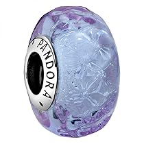 PANDORA Colours Ciondolo in argento Sterling ondulato con vetro di Murano iridescente e color lavanda