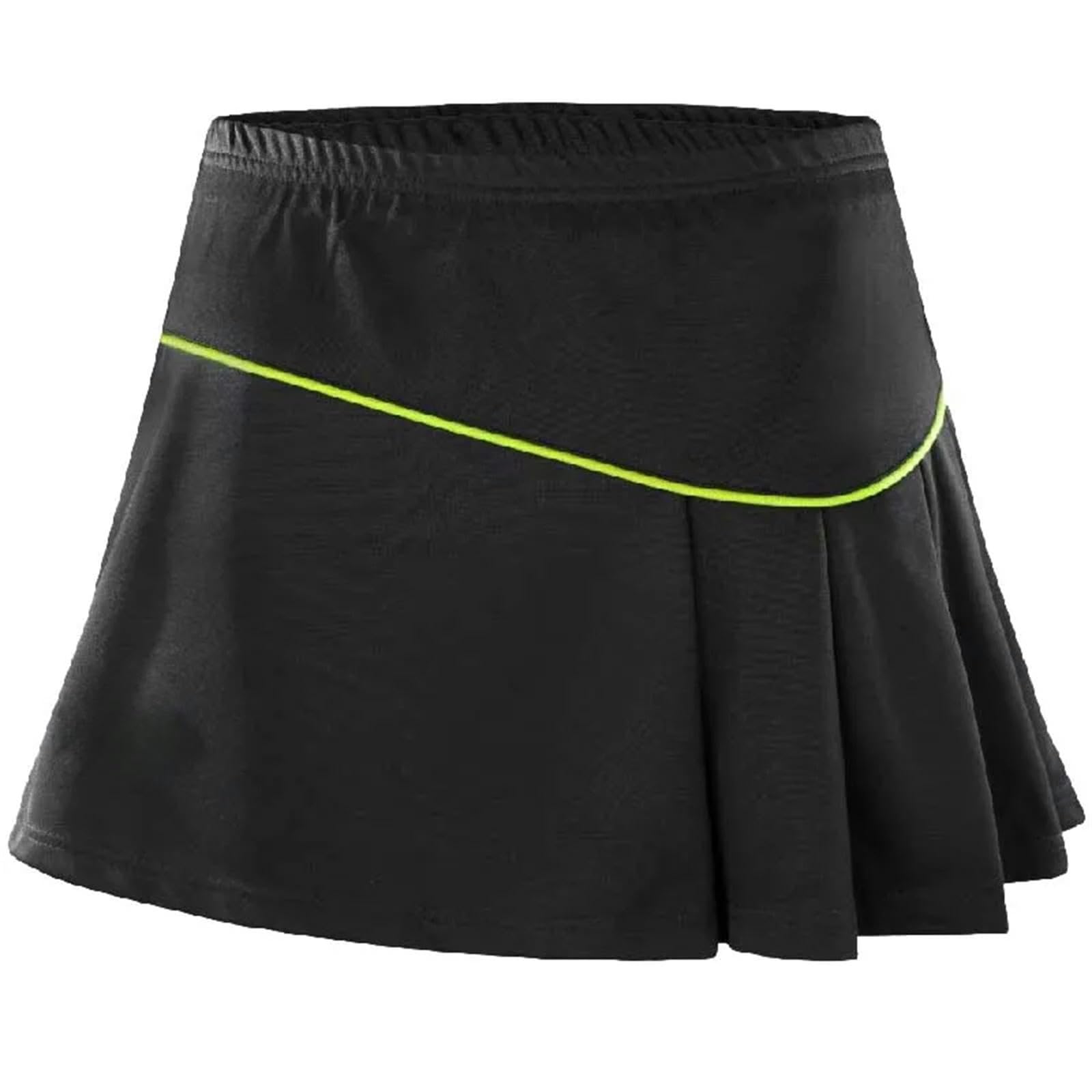 Tennisrock Damen Frauen Plissee Tennis Shorts Sommer Elastisch Weich Atmungsaktiver Sport Kurzer Rock Anti-Exposition Casual Rock Hose-schwarz 3color-XL