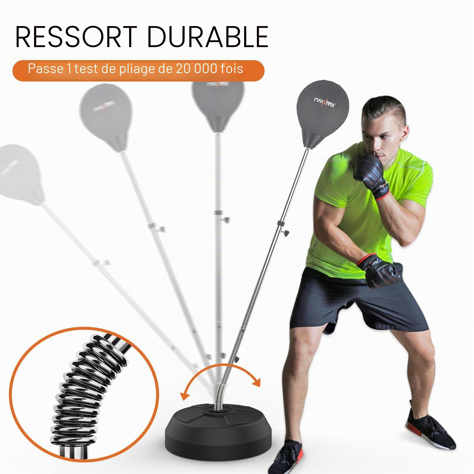 MaxxMMA, kit Reflex à Vitesse réglable, Sac autoportant, entraînement MMA, équipement de Gym à Domicile, pour Adultes et Jeunes