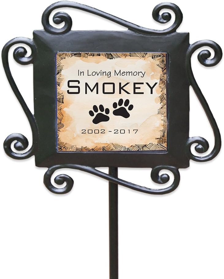 GiftsForYouNow Personalized Pet Memorial Garden Stake, in Loving Memory, 28” by 8.5”, Pet Grave Markers, Dog Memorial Gift, Wrought Iron Stake, Memorial Plaque
