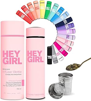 Infuser Bottle 450ml - Insulated Stainless Steel Water Bottle - Tea Tumbler with Tea Diffuser - Portable Travel Mug for Loose Leaf Tea & Infused Water - Tea Lovers Gifts for Women