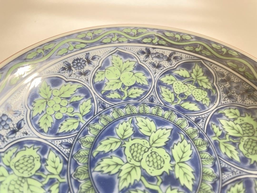 Amazon.co.jp: 保管品前畑陶器庫山窯青華緑彩中皿15.5cm×2枚ペア生産
