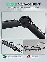 Vista 6 de FIFINE Brazo de Micrófono con Boom, Soporte de Micrófono con Canales de Gestión de Cables, Tubo de Extensión, Abrazadera de Escritorio, Adaptador
