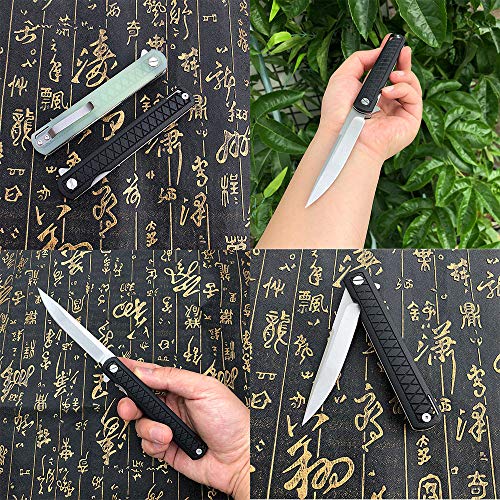 オーベイAUBEY 折りたたみナイフ黒 ポケットクリップ付き