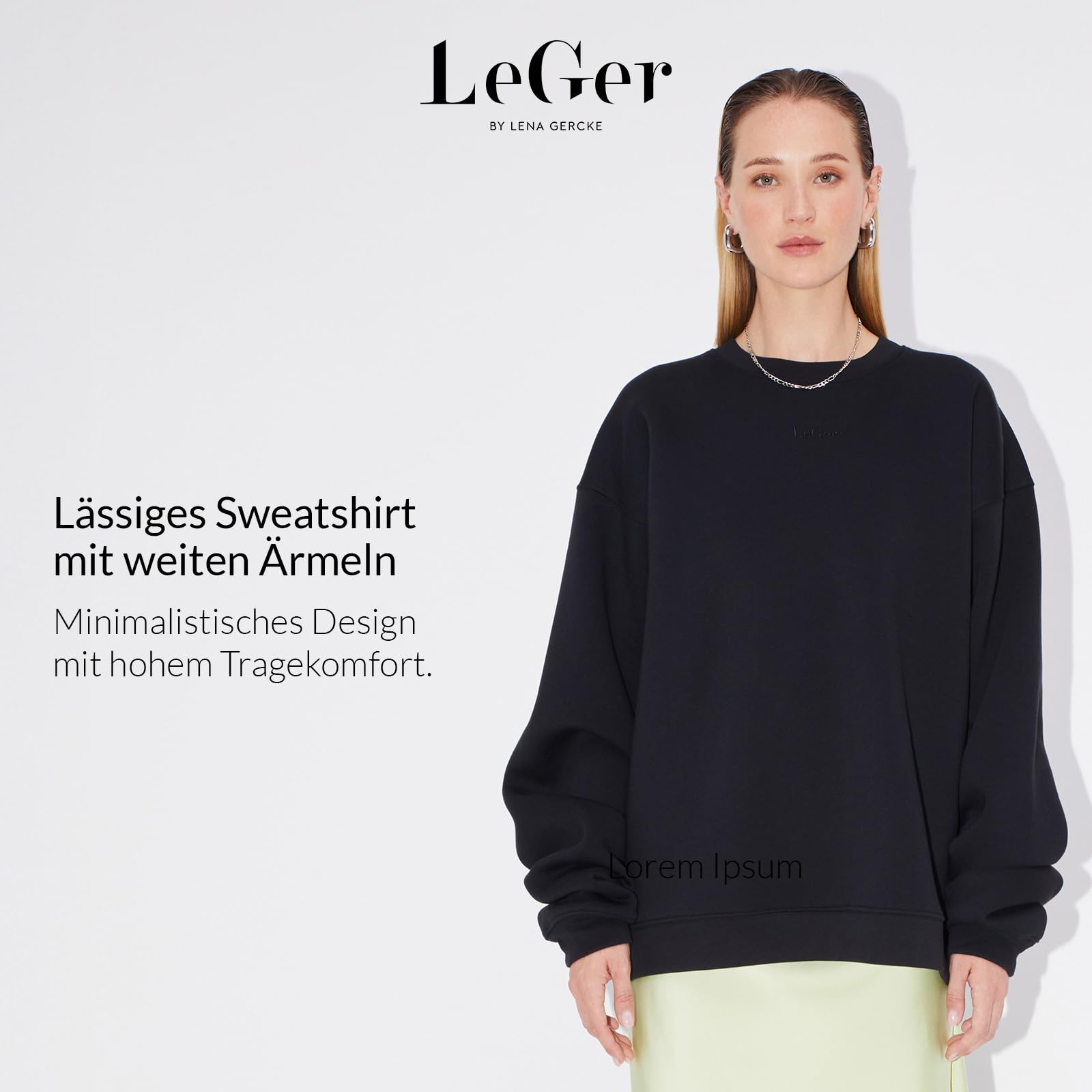 LeGer Indra Sweater - Oversized Pullover Damen - lockere Passform - Sweatshirt aus Baumwolle - Mode für Damen - by Lena Gercke - Gr. 34-44