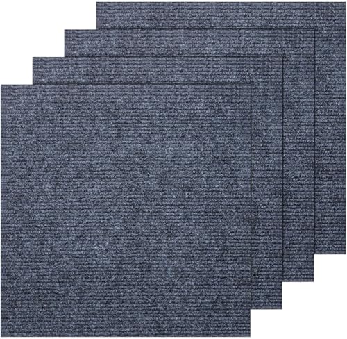 Image of FERNVALE 20 Pack Self-Adhesive Carpet Tiles 30x30cm, Grey Peel and Stick Flooring Squares - Non-Slip Removable Floor Tiles for Kitchen, Office, Living Room & Bedroom (Cuttable & Washable) (Dark Gray)