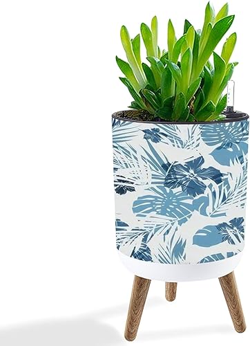 Maceta con soporte de camuflaje de verano, plantas tropicales hawaianas, maceta de hibisco con patas de pie, macetas de 8.7 pulgadas, macetas de