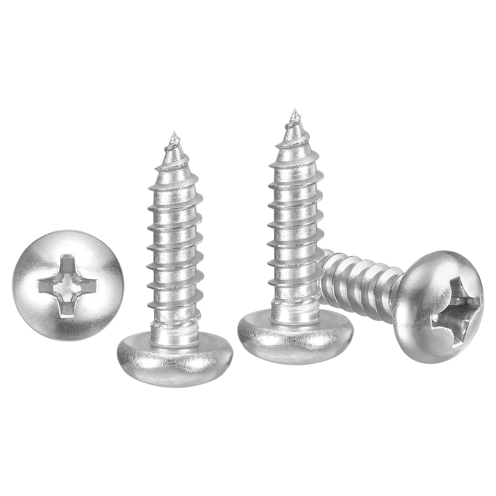 METALLIXITY Phillips Pan Head Self Tapping Screws(#12x3/4") 100Pcs, 304 Stainless Steel Self Drilling Screw for Metal Wood Plastic, for Cabinet Wall Shutter Plate Rock Furniture, Silver Tone